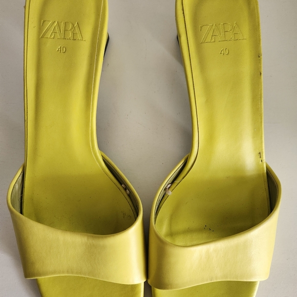 Zara Bright Lime Green Sandal Chunky Heeled Mules Size 40 - Picture 5 of 5